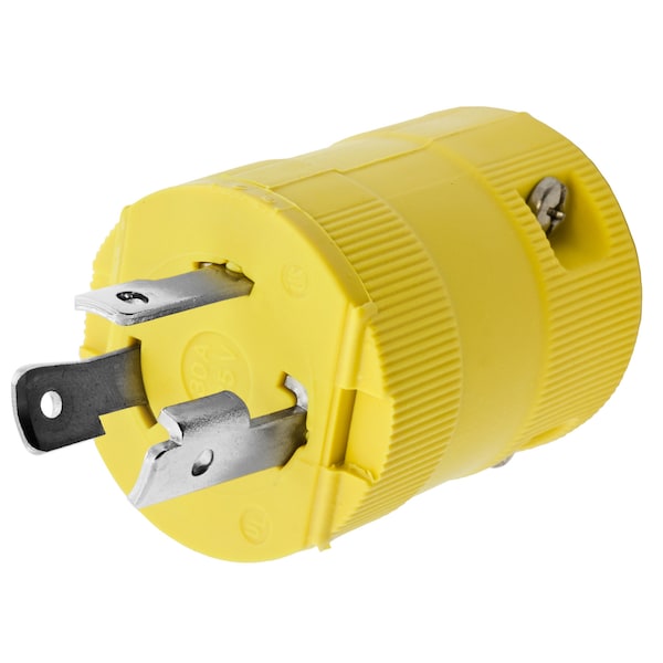 Locking Plug, L5-30P, 30 A, 125V AC, 2 Pole, Screw Terminals, Yellow
